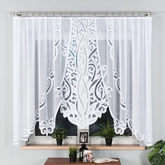  Delikatna elegancja firana żakardowa biała 300x160 cm 