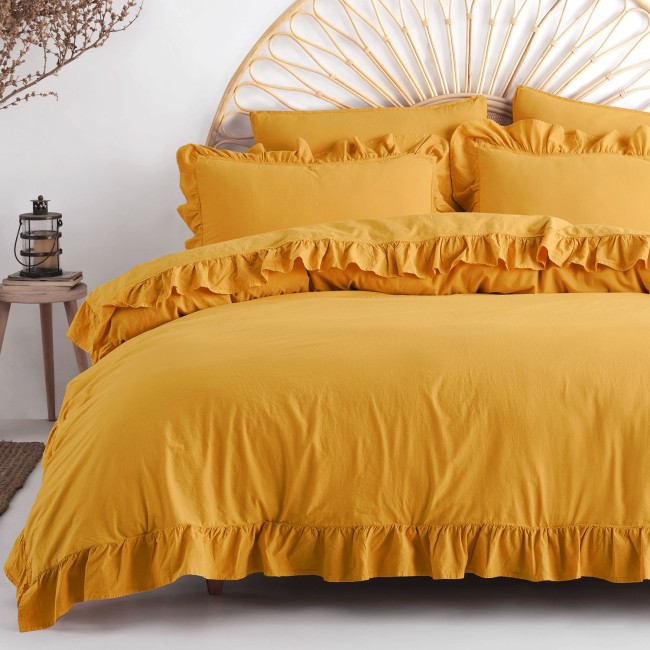  Pościel 220x200 cm Exclusive Stonewashed w żółtym kolorze 