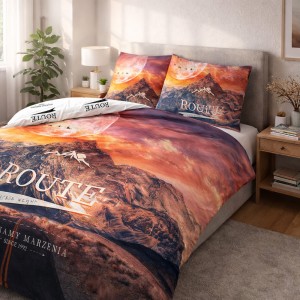Pościel bawełniana 220x200 Panelove Route, pomarańczowa i brązowa