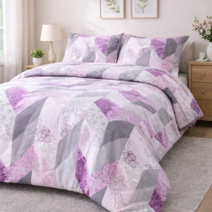 Pościel bawełniana 160x200 Cottonlove Geometryczna różowa 71468/1