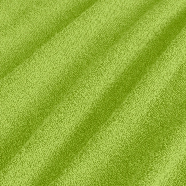 Poszewka frotte w kolorze zielonym, o wymiarach 40x80 cm, wykonana z miękkiego materiału o delikatnej, teksturowanej powierzchni. Ułożona w sposób luźny, ukazuje swój jednolity kolor i fakturę.