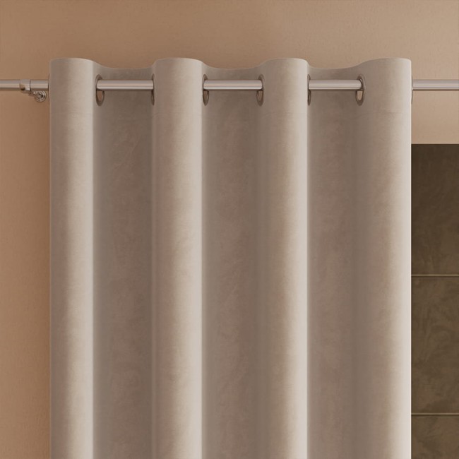  Welwetowa zasłona na przelotkach 140x230 cm, elegancka, z subtelnym połyskiem, w kolorze ciemno kremowym 