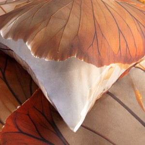 Pościel satyna bawełniana 220x240 Satynlove Premium beżowa w liście