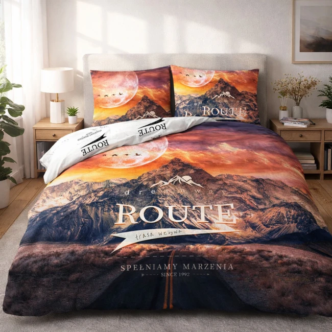  Młodzieżowa, kolorowa, route pościel bawełniana 160x200 cm trasa widokowa 