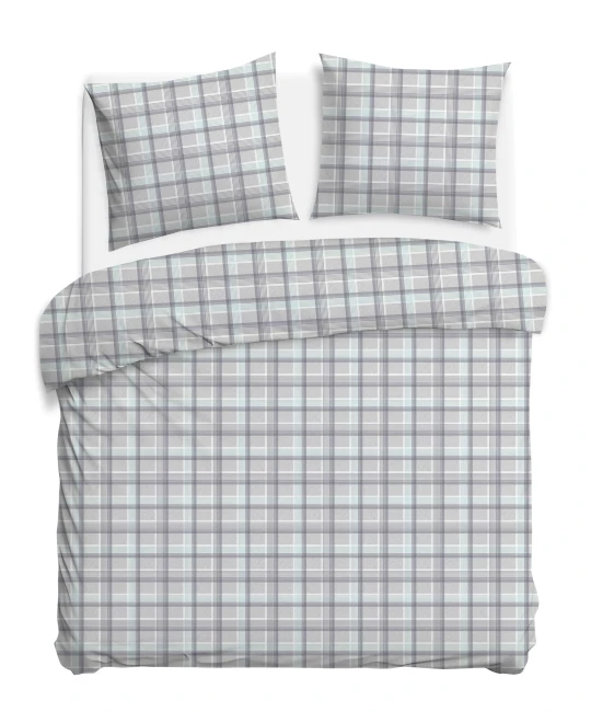 Pościel bawełniana 160x200 Grid szara klasyczna krata, Cottonlove