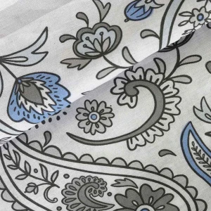 Pościel bawełniana 220x200 Paisley Calm szara i niebieska, Cottonlove