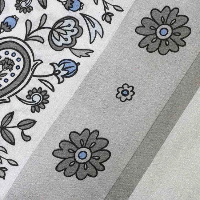 Pościel bawełniana 220x200 Paisley Calm szara i niebieska, Cottonlove