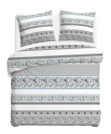 Pościel bawełniana 160x200 Paisley Calm szara i niebieska, Cottonlove
