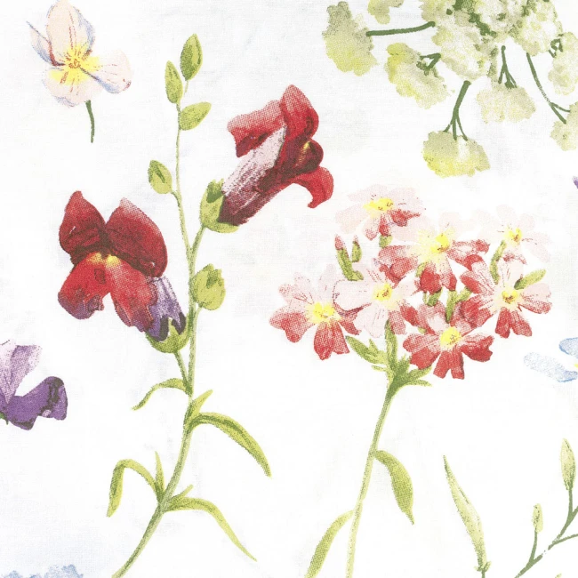 Pościel bawełniana 220x200 Wild Meadow biała w kolorowe kwiaty, Cottonlove