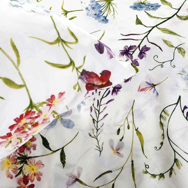 Pościel bawełniana 220x200 Wild Meadow biała w kolorowe kwiaty, Cottonlove