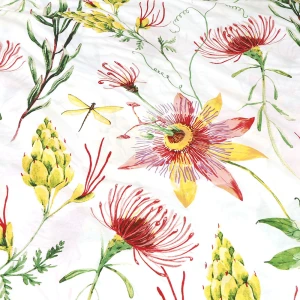 Pościel bawełniana 180x200 Sunny Bloom biała w kolorowe letnie kwiaty, Cottonlove