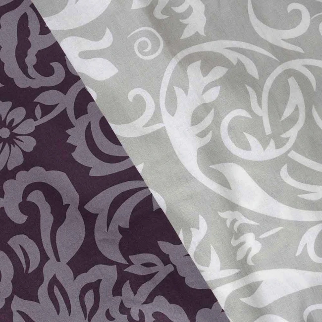 Pościel bawełniana 140x200 Royal Harmony w ornament, fioletowa i szara, Cottonlove