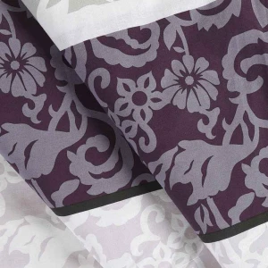 Pościel bawełniana 160x200 Royal Harmony w ornament, fioletowa i szara, Cottonlove