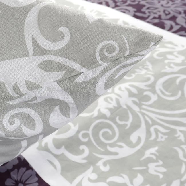 Pościel bawełniana 180x200 Royal Harmony w ornament, fioletowa i szara, Cottonlove