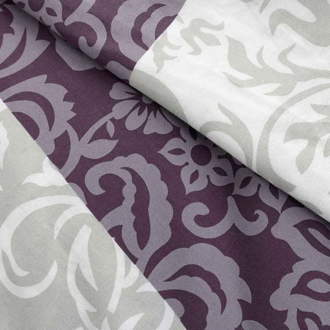 Pościel bawełniana 180x200 Royal Harmony w ornament, fioletowa i szara, Cottonlove