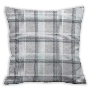 Poszewka dekoracyjna bawełniana 40x40 Grid szara klasyczna krata, Cottonlove