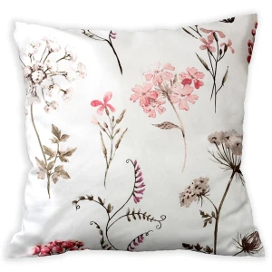 Poszewka dekoracyjna bawełniana 40x40 Soft Meadow biała w kolorowe wiosenne kwiaty, Cottonlove