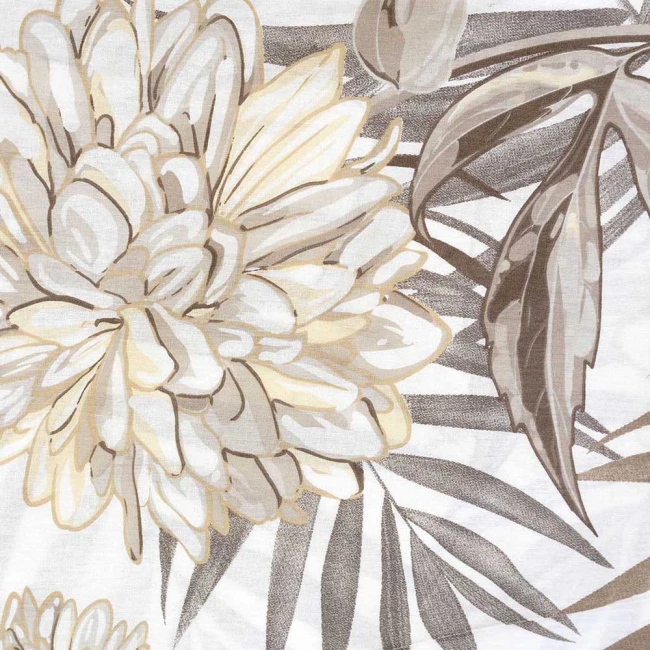 Pościel bawełniana 160x200 Amazing Beige beżowa w dekoracyjne liście, Cottonlove Exclusive