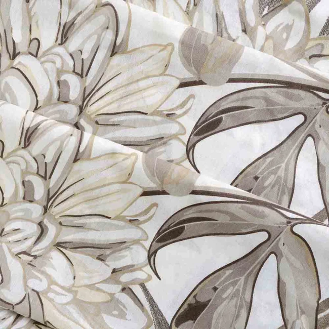 Pościel bawełniana 200x220 Amazing Beige beżowa w dekoracyjne liście, Cottonlove Exclusive