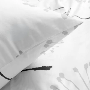 Pościel bawełniana 160x200 Arabella biała w szare i czarne dmuchawce, Cottonlove Exclusive