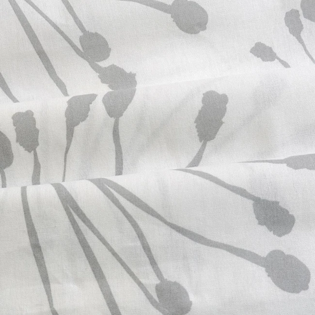 Pościel bawełniana 160x200 Arabella biała w szare i czarne dmuchawce, Cottonlove Exclusive