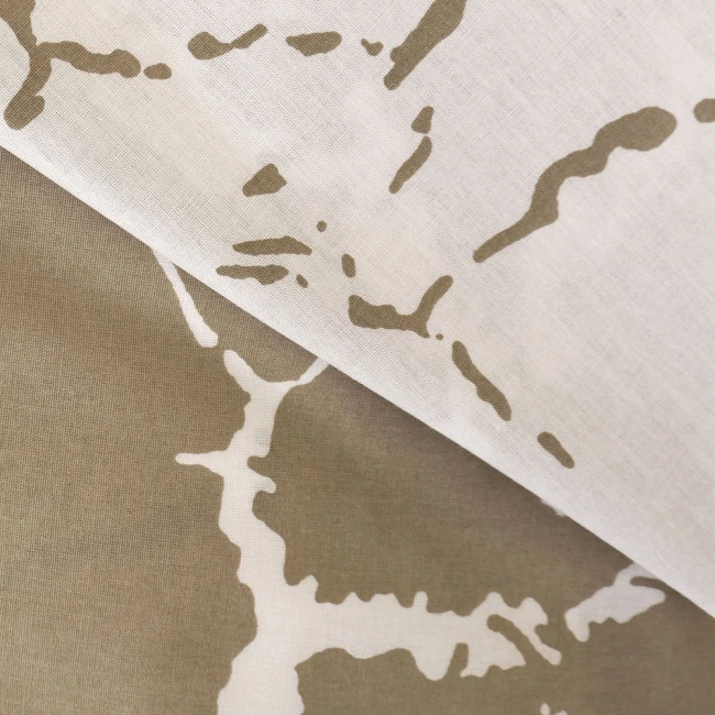 Pościel bawełniana 160x200 Mercer Beige beżowa i biała w dekoracyjny wzór, Cottonlove Exclusive