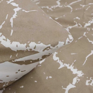 Pościel bawełniana 200x220 Mercer Beige beżowa i biała w dekoracyjny wzór, Cottonlove Exclusive