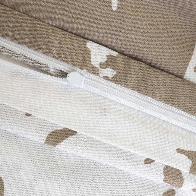 Pościel bawełniana 200x220 Mercer Beige beżowa i biała w dekoracyjny wzór, Cottonlove Exclusive