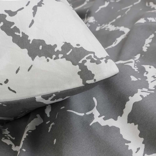 Pościel bawełniana 160x200 Mercer Grey szara i biała w dekoracyjny wzór, Cottonlove Exclusive