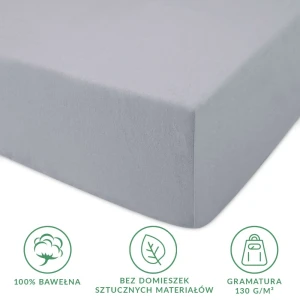Prześcieradło jersey z gumką 60x120 kolor Popiel