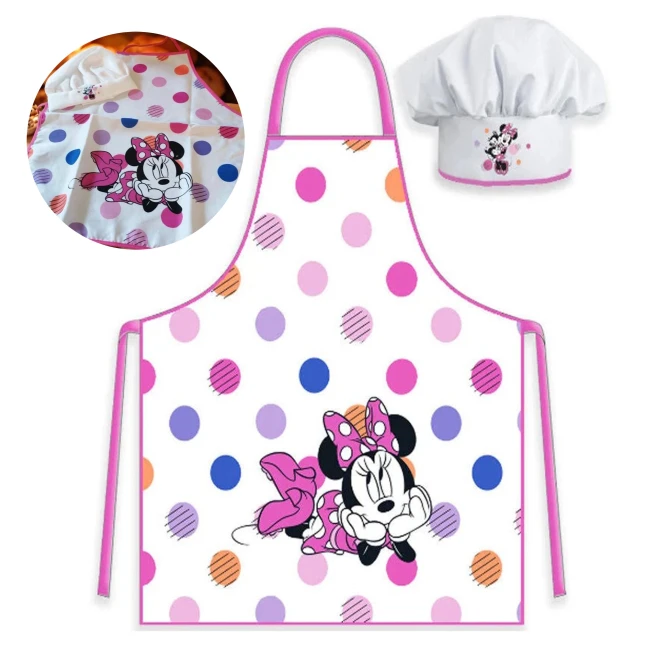  Zestaw Dziecięcy Fartuszek Kuchenny + Czapka Kucharza Myszka Minnie 