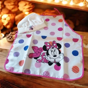 Fartuszek dziecięcy z czapką szefa Minnie groszki