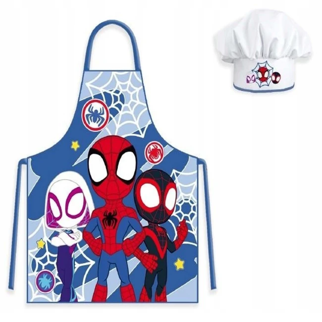  Zestaw Dziecięcy Fartuszek Kuchenny + Czapka Kucharza Spiderman 