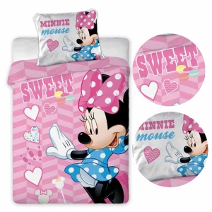 Pościel bawełniana dla dzieci 100x135 Myszka Minnie, Disney, różowa, dla dziewczynki