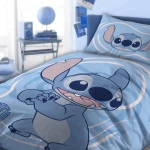 Pościel bawełniana dla dzieci 100x135 Lilo & Stitch, niebieska, dla chłopca