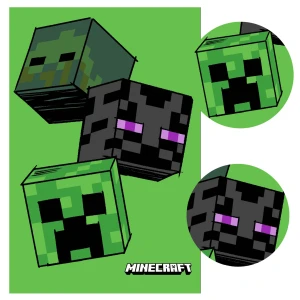Kocyk dziecięcy polarowy 100x150 Minecraft Creeper, zielony
