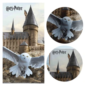 Ręcznik bawełniany dla dzieci 70x140 Harry Potter, Hedwiga, Hogwart, młodzieżowy