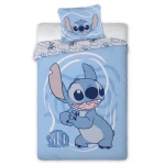 Pościel bawełniana dla dzieci 160x200 Lilo & Stitch, niebieska, dla chłopca