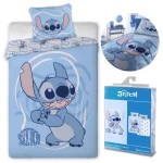 Pościel bawełniana dla dzieci 140x200 Lilo & Stitch, niebieska, dla chłopca