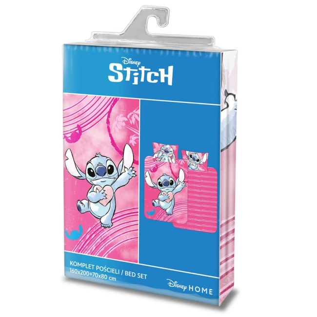 Pościel bawełniana dla dzieci 140x200 Lilo & Stitch, różowa, dla dziewczynki