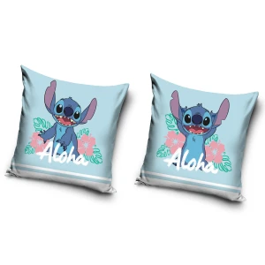 Poszewka valvet 40x40 Lilo & Stitch, niebieska, dekoracyjna, dla dzieci