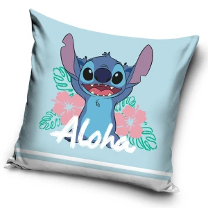 Poszewka valvet 40x40 Lilo & Stitch, niebieska, dekoracyjna, dla dzieci