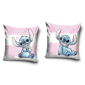 Poszewka valvet 40x40 Lilo & Stitch, różowa, dekoracyjna, dla dzieci