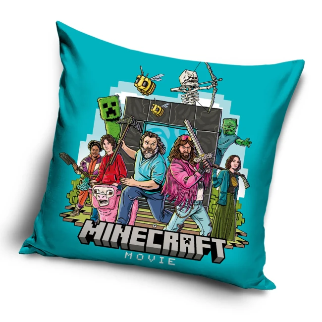  Turkusowa poszewka Minecraft Movie z kolorową grafiką postaci i potworów z gry 