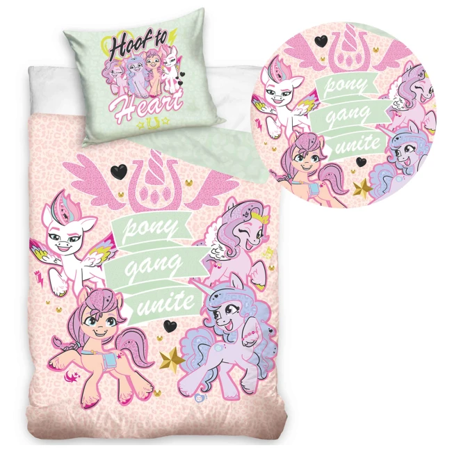  Pastelowa pościel My Little Pony w różowo-miętowej kolorystyce z kucykami i serduszkami 