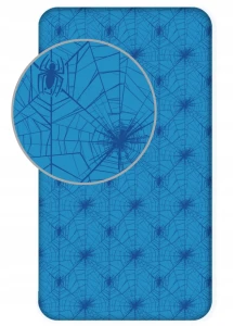 Prześcieradło bawełniane dziecięce z gumką 90x200 Spiderman, niebieskie