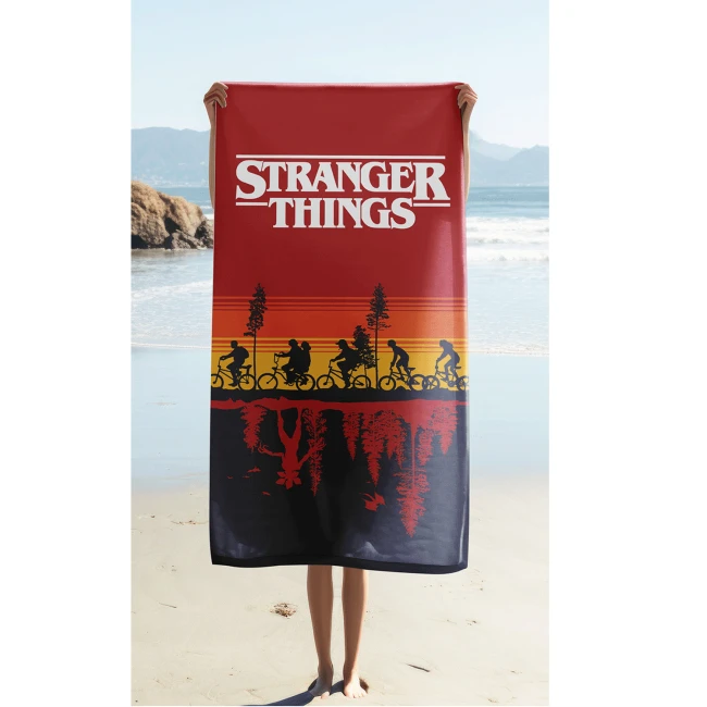 Ręcznik bawełniany dla dzieci 70x140 Stranger Things, czerwony młodzieżowy
