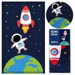 Ręcznik przedszkolny dla dziecka 30x50 Kosmos, niebieski