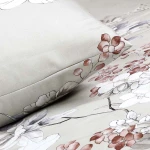 Pościel satyna bawełniana 160x200 Luxury Alenya, szara w kwiaty