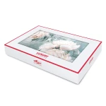 Pościel satyna bawełniana 220x200 Luxury Havin, niebieska w białe kwiaty